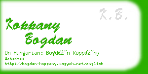 koppany bogdan business card